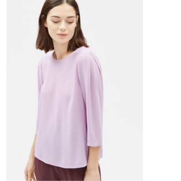 Eileen Fisher Silk Georgette Crepe Top Blouse - Picture 1 of 6